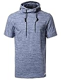 Youstar Men's Short Sleeve High neck Drawsting Hoodie