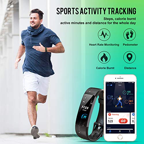 BuTure Fitness Tracker, Pedometer for Walking, Heart Rate Monitor Watch, Step Counting for Walk, Calorie Counter, Sleep Quality Monitor, Waterproof Activity Tracker for Kids, Women and Men
