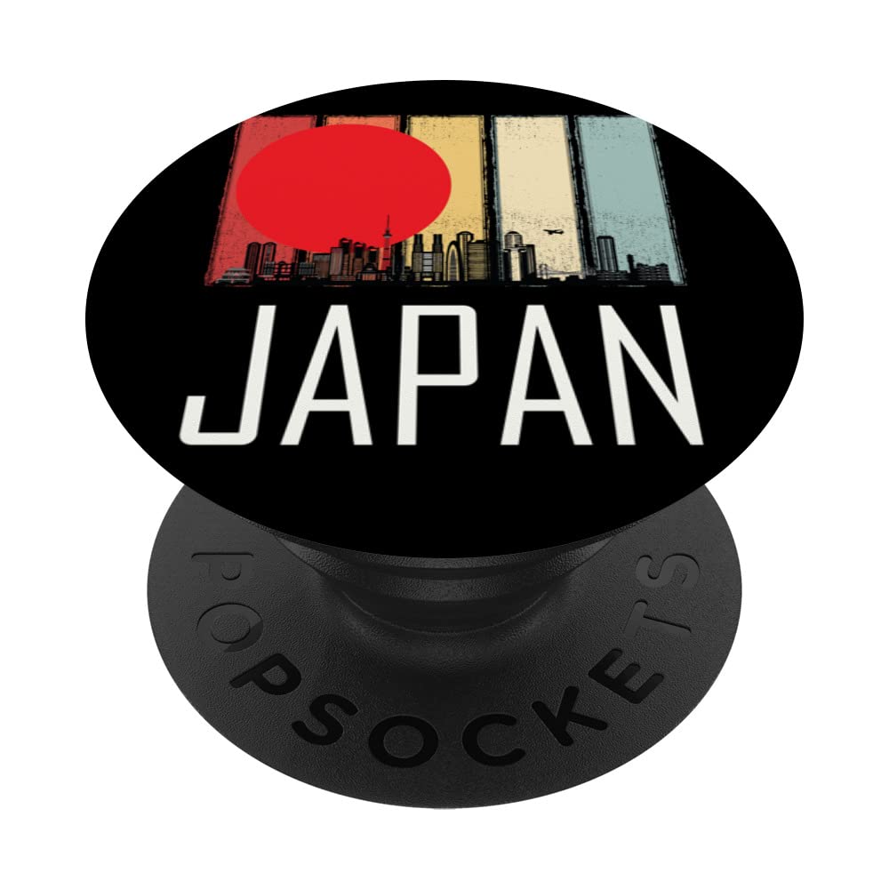 Japan Sunrise Retro Tokyo Skyline with Tokyo Tower PopSockets Swappable PopGrip