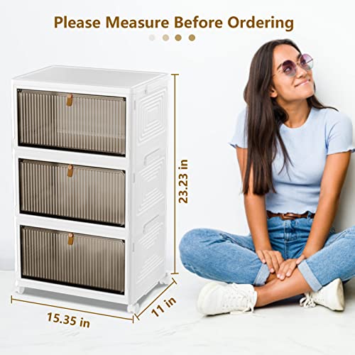 23Qt Plastic Storage Bins Organizer 3 Tier, Stackable Bins for Storage