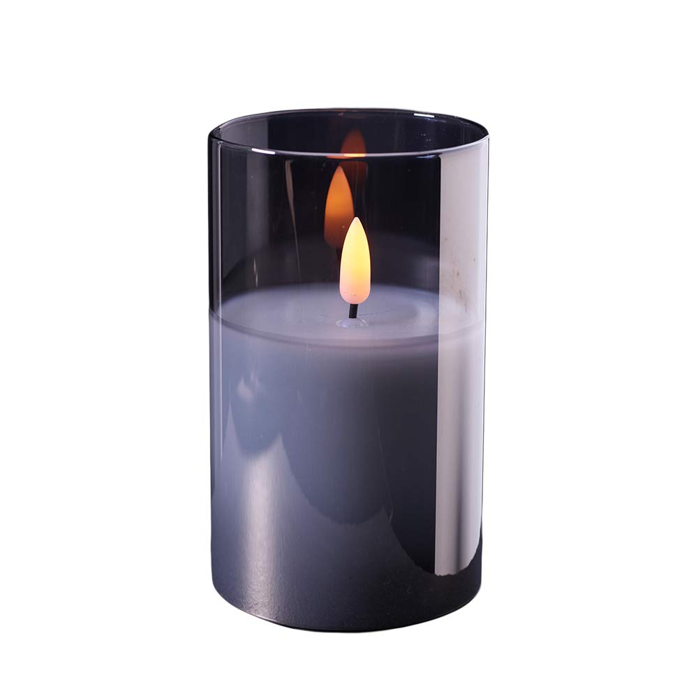 Elegant LED Candle with Glass, Realistic Flickering Effect and Timer