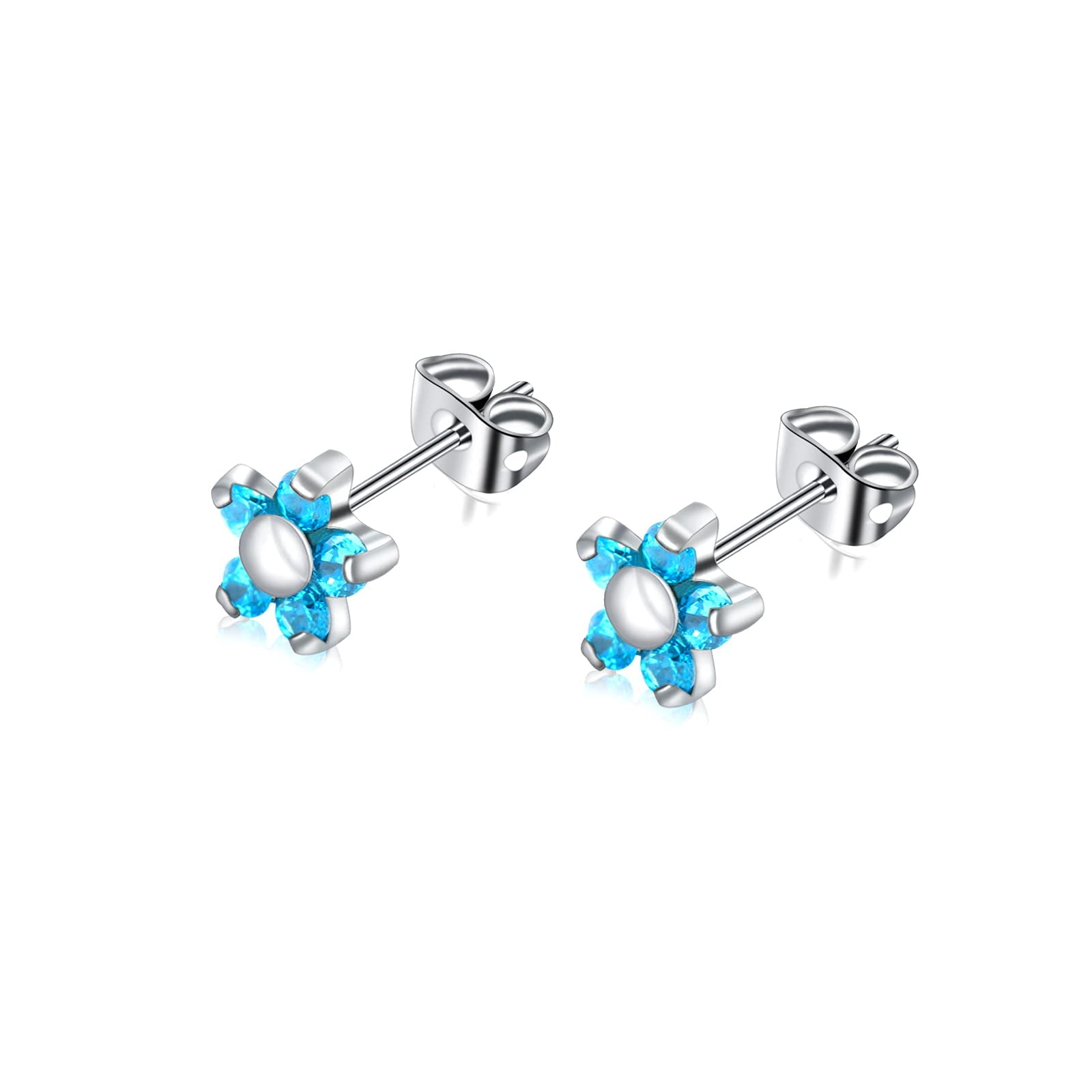 Women Stud Earrings - F136 Titanium Cucbic Zirconia Earrings for Women Girls Earrings Hypoallergenic Nickel Free Stud Earrings for Sensitive Ears