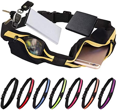 Dimaiglobal ランニング ポーチ スポーツ ウエストバッグ マラソン ジョギング 大容量 2つの独立ポケット 防水防汗 軽量 ウォーキング スマホ ホルダー ボディバッグ ストレッチ素材 ユニセックス サイクリング 登山用