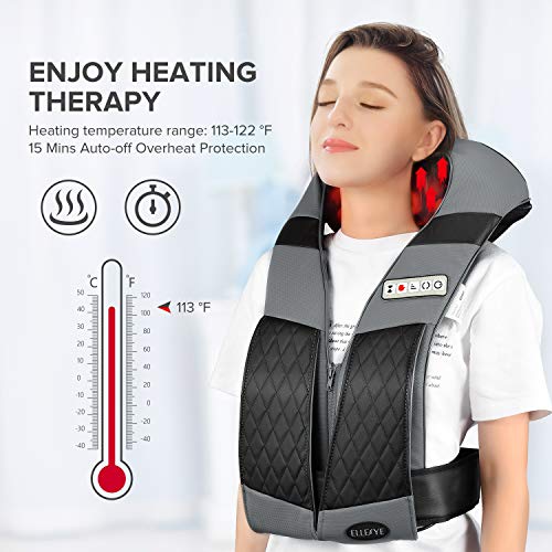 ELLESYE Shoulder Massager with Heat, Deep Kneading and Vibration Massage for Neck, Shoulder, Thigh, Foot, Leg with Zipper and Hook & Loop Fastener, 3 Speed for Car, Home Office Use - Thumbnail 5