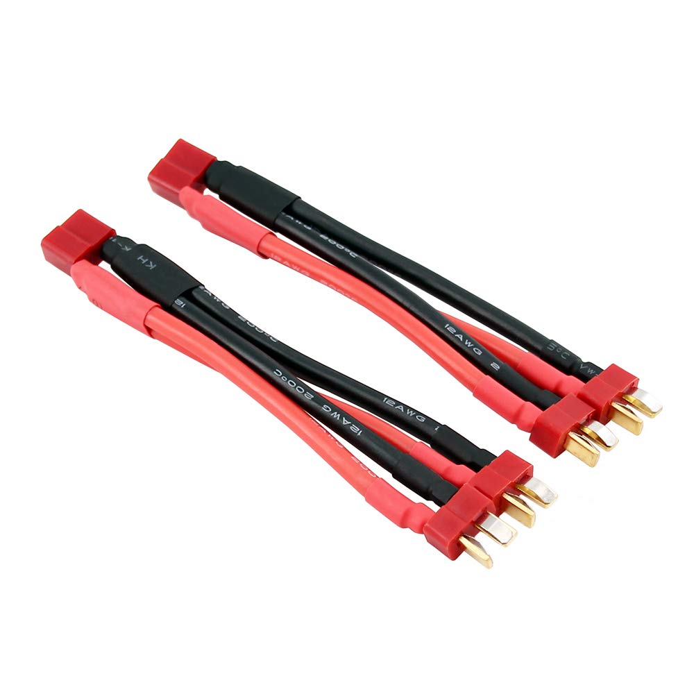 BDHI 2pcs Deans Style T-Plug Parallel Y- Harness two male one female for Lipo RC Battery ESC(B100-2)
