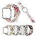 YOSWAN Replacement Band for Fitbit Blaze, Watchband Floral Soft Leather Strap Replacement Watch Band Wristband Bracelet Strap and Frame for Fitbit Blaze (Black+Pink)