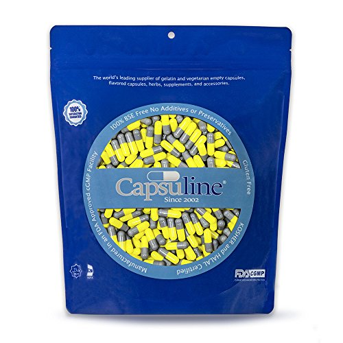 Capsuline Colored Gelatin Empty Capsules Size 3 Gray/Yellow 1000 Count