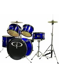 GP Percussion GP55BL 5-Piece Junior Drum Set with Cymbals and Throne in Blue