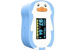 Pulse Oximeter for Kids, Vibeat Fingertip Blood Oxygen Meter with Smart Reminder for Children Baby Home Use, Batteries & Lanyard Included, Blue