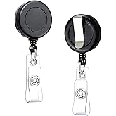 30 Pack Retractable Badge Reels, Black Badge Holder Retractable Clip, ID Card Badge Clips for Office Supplies (Black)