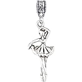 Ballet Dancer Charm Bead – Silver-Plated Ballerina Dangle Charm – Compatible with Pandora, Troll, Chamilia & European Bracelets – Dance Jewelry & Accessories – Gift for Ballet Lovers & Dancers