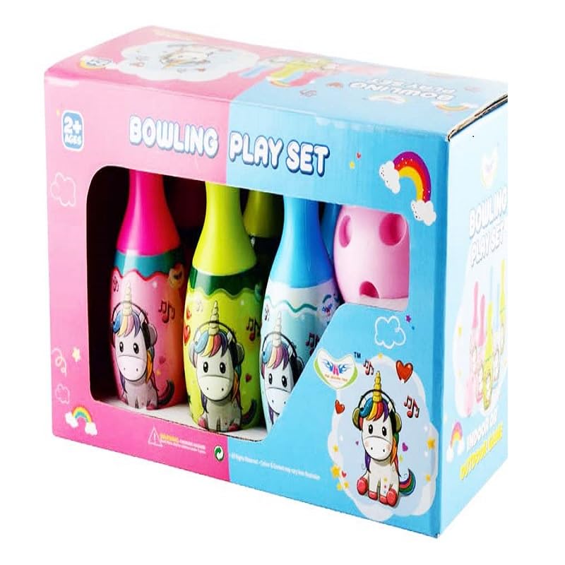 Humming Bird Toys Bowling Game Toy for Kids Set of 6 Large Pins & 1 Ball Toys Bowling Alley Set Premium Sports Learning Toys Multicolor 3
