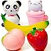 Tamify Jumbo Slow Rising Squishies 5PCS Cute Panda Cup Cat Strawberry Peach Banana Sweet Scented Stress Relief Kawaii Animal Fruit Squishy Charms Toys Pack For Kids And Adults