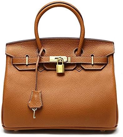 Top unique Women's Padlock Handbag Genuine Leather Top Handle Bag with Gold Hardware