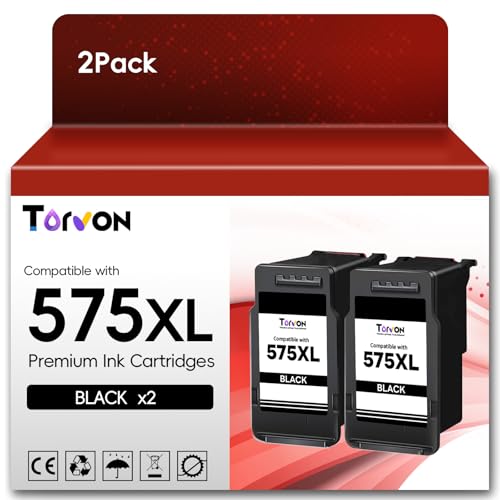 Torvon PG-575XL 575XL Black Cartridges Compatible for Canon 575XL Black PG575XL Cartridges for Canon Pixma TS3550i TS3551i TS3750i TS3751i TS3752i TR4750i TR4751i TR4755i TR4756i (2-575 x-large black)