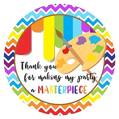 Art Party Thank You Sticker Labels - Boy Girl Kids Birthday Baby Shower Party Supplies - Set of 30