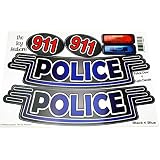 The Toy Restore Black & Blue Police Cop Car Door 911 Light Replacement Stickers Spare Decals Fits Little Tikes Custom Cozy Coupe