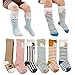 6 Pairs Toddler Socks, Non Skid Knee High Cotton Socks for Baby Boys & Girls (S(0-2 Years))