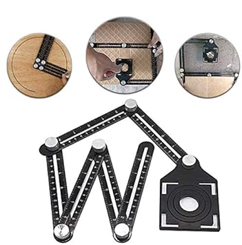 Amenitee Six-Sided Aluminum Alloy Angle Measuring Tool - Universal Opening Locator-Universal Angularizer Ruler - Full Metal Multi Angle Measuring Tool-Upgraded Aluminum Alloy Ruler (six sides)