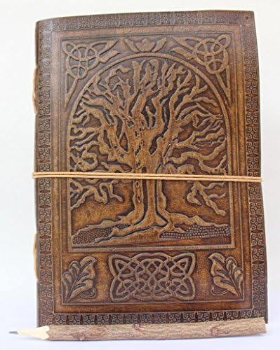Incredible Antique Arts Handmade Embossed Tree Of Life With Cotton Thread Closure Tan Color Leather Journal Note Book Diary