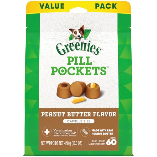 Photo 1 of **EXP: JUL,11,26**Greenies Pill Pockets for Dogs Large Size, Soft Dog Treats, with Real Peanut Butter, 15.8 oz. Pouch (60 Treats)