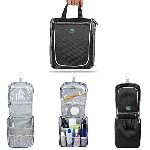Goldwheat Waterproof Travel Toiletry Bag for Women/Men Cosmetic Travel Organizer Hanging Toiletry Kit, Black