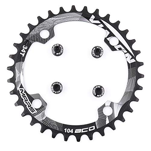 VIARON Bike Chainring 104BCD Mountain Bike Single Chain Ring Disc Narrow Wide Chainring 32T / 34T / 36T / 38T / 40T (Black, 32T)