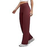 COPYLEAF Wide Leg Pants Woman Crossover Yoga Pants with Pockets Loose Stretchy Work Dress Pants Casual Lounge Sweatpants