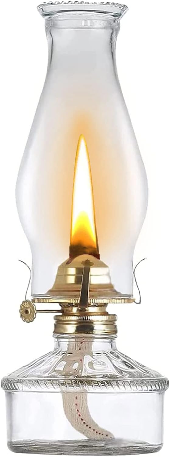Oil Lamps & Accessories - Large Oil Lamp Vintage Clear Glass Kerosene Lamp Classic Antique Oil Lamps for Indoor Use Home Decor Lighting Old Oil Lantern Hurricane Lamps