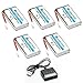 HOBBYTIGER 3.7V 1200mAh Lipo Battery 25C ( 5PCS ) + 5 in 1 Batteries Charger for SYMA X5SW X5SC CX-30W RC Quadcopter Drone Replacement