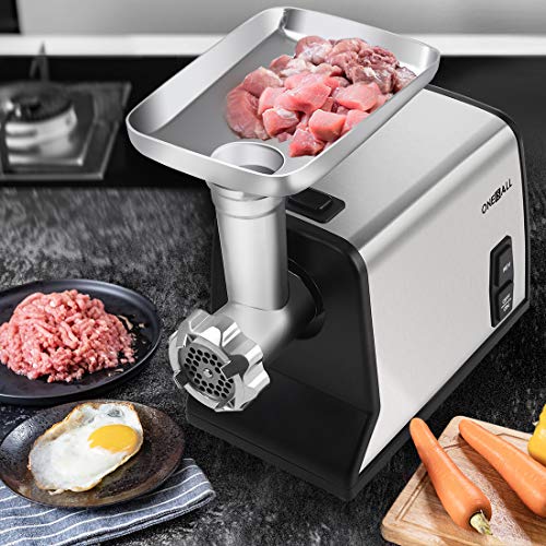 image for Electric Meat Grinder, ONEISALL Upgrade Stainless Steel Meat Mincer & 