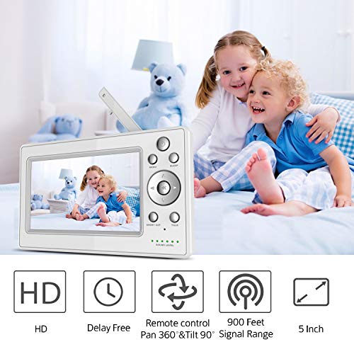 Bable Baby Monitor with Camera, 720P Video Baby Monitor with Infrared Night Vision Camera, Remote Control, Temperature Monitor, Two-Way Talk, Up to 900 feet