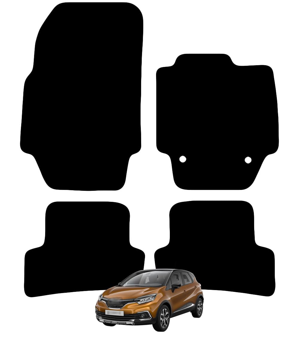 Carsio Carpet Car Mats For Renault Captur 2013 2018 4 Piece Set Tailored Fit Floor Mat Complete Accessory Black Custom Fitted - All Weather, Anti-Slip Backing & Black Trim