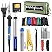 Soldering Iron Kit Electronics, 60W Adjustable Temperature Welding Tool, 5pcs Soldering Tips, Desoldering Pump, Soldering Iron Stand, Tweezers,Heat Shrink Tubing (Green)
