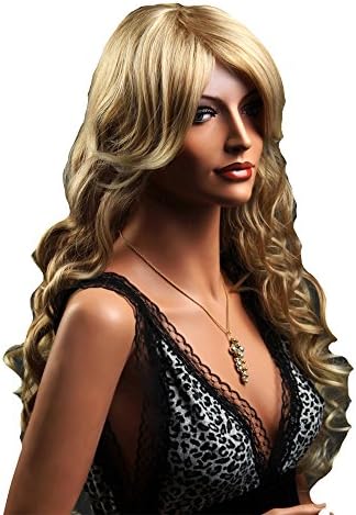 Troadzwig Blonde Long Big Curly Big Wave Hair Natural Realistic Middle Part Full Wigs for Women Kanekalon Fiber Synthetic