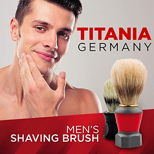 Titania Germany Shaving Brush - Genuine Hair Extra Long Bristles with Comfortable Black Handle - Simple & Efficient Lather Application for Men