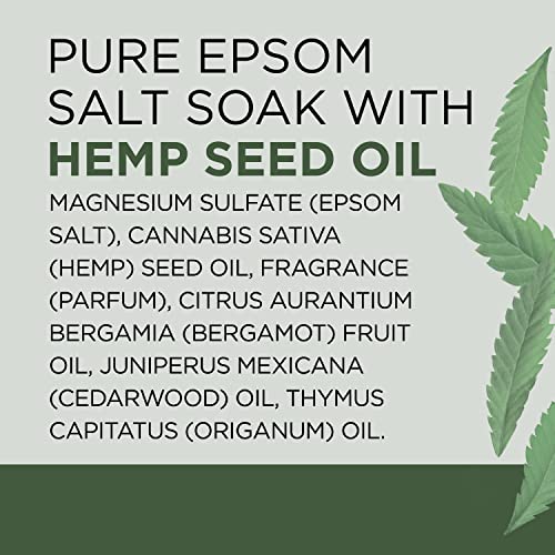 DR TEAL’S PURE EPSOM MAGNESIUM SALT SOAK, CANNABIS SATIVA HEMP SEED OIL, 3 LB
