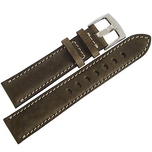 Fluco Casablanca 22mm Green Leather Watch Strap