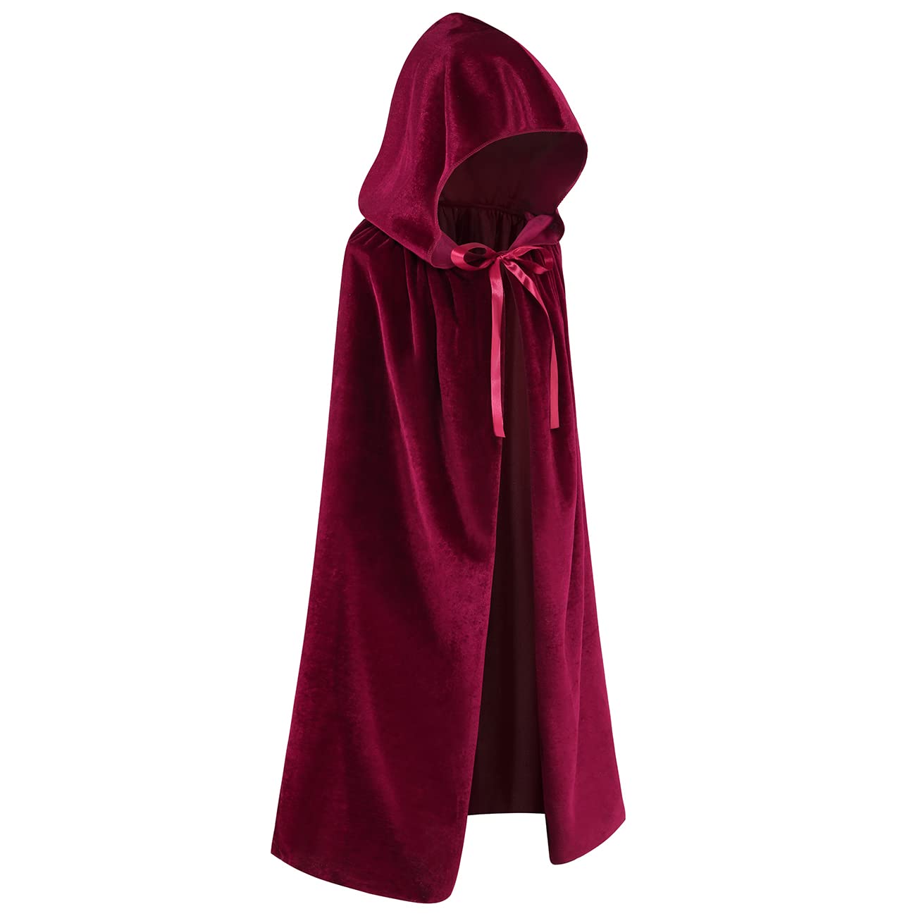 Regenboog Kids Burgundy Cape with Hood,Velvet Cloak Kids,Halloween Costume Cape Child,Christmas,Renaissance,Witch,Wizard,Mardi Gras,23.6inch — image 1