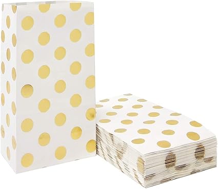 Amazon Com Gold Polka Dot Paper Bags Small Paper Party Treat Bags For Party Favors Supplies By Adido Eva 25 Pcs 5 1 X 3 1 X 9 4 In Health Personal Care
