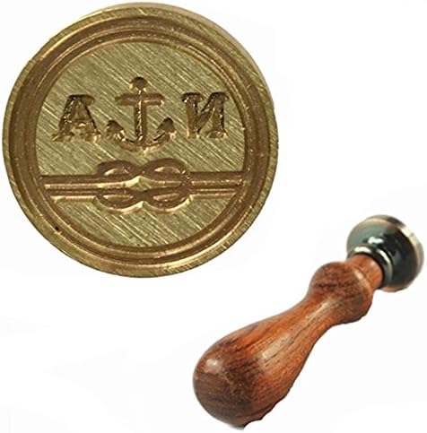 MDLG New Vintage Custom Made Two Letters Tie the Knot Anchor Personalized Letter Picture Logo Retro Invitation Wax Seal Stamp Rosewood Handle Set