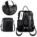 UTO Women Backpack Purse PU Washed Leather Ladies Rucksack Detachable Crossbody Shoulder Bag Black