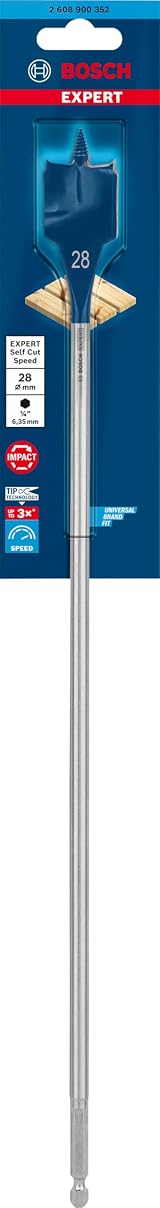 Bosch EXPERT Self Cut Speed Spade Drill Bit 28 mm Ø 400 mm Hex Shank view 2