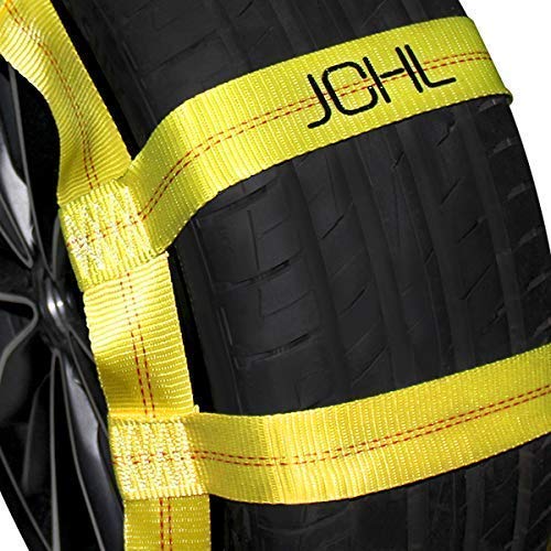 JCHL Tow Dolly Basket Straps with Flat Hooks (2 Pack) Yellow Car Wheel