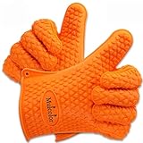 Grilling Gloves, Mulcolor Silicone Heat Resistant Barbecue Gloves Oven Mitts Cooking Gloves Kitchen Tools for BBQ,Oven Baking,Smoking and Cooking, Potholder ( 1 Pair ), FDA Approved