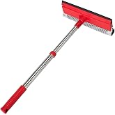 Window Squeegee with 15.7"-27.5" Retractable Stainless Steel Handle, 2-in-1 Windshield Cleaner Tool for Cars, Trucks, Glass Doors, Shower Glass, Outdoor Windows &ndash; Window Cleaner (Red)