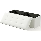 OS MOTOR Folding Storage Ottoman Bench, Multi-Functional Ottoman Footrest, End of Bed Bench, Storage Chest for Living Room, Bedroom, Hallway, Entryway, Holds Up to 600 lbs (White, 43 Inches)