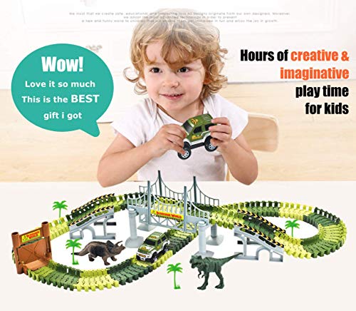 image for aPerfectLife 142 Pieces Easy to Assemble Dinosaur Car Race Tracks Jura