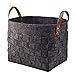 LoongBaby Felt Storage Baskets with Handles Soft Durable Toy Storage Nursery Bins Home Decorations (Black)