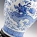 ufengke Blue And White Porcelain Binaural Dragon Vase with Stand